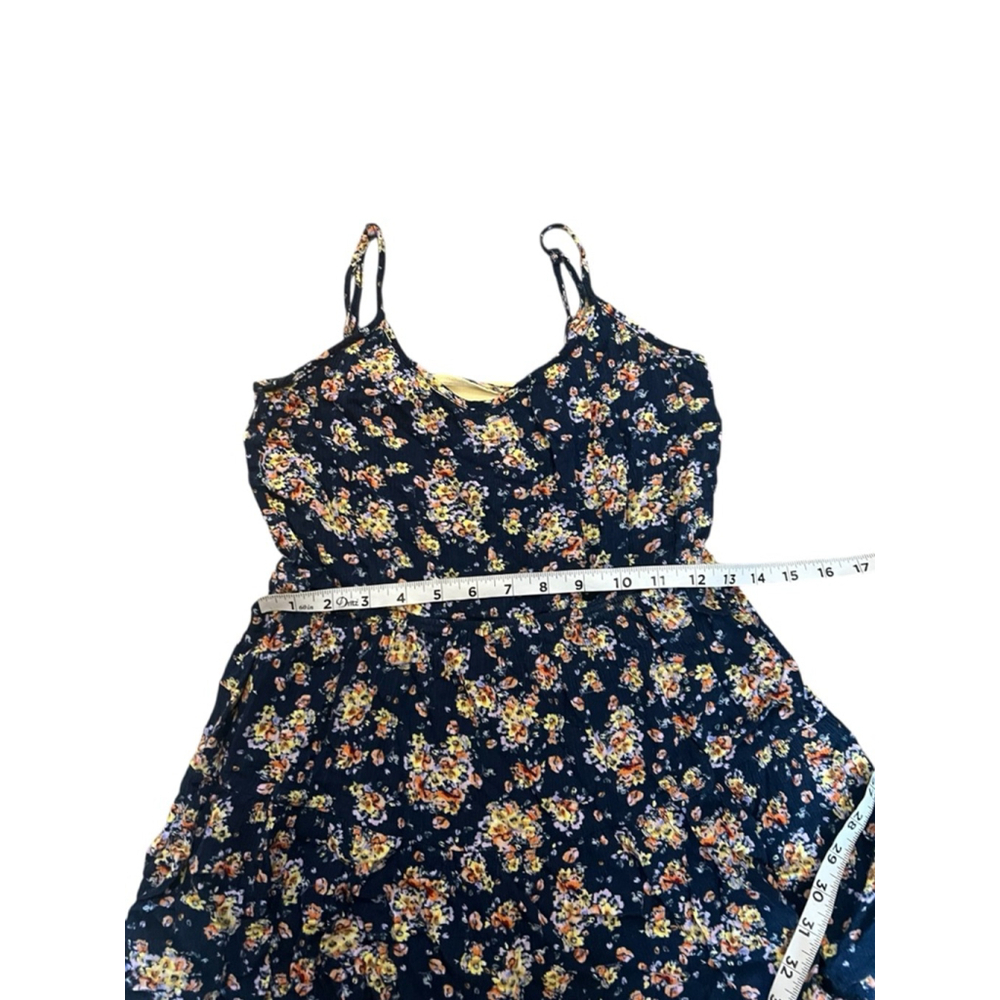 Pink Rose Navy Floral Spaghetti Strap Mini Dress Size Large Boho - Picture 10 of 12